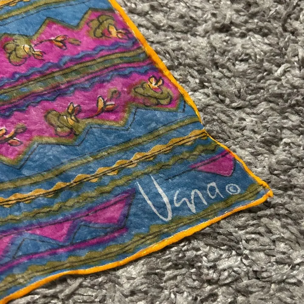 Vintage Vera Scarf Verasheer Made in Japan Silk Floral Striped Handrolled 44x14